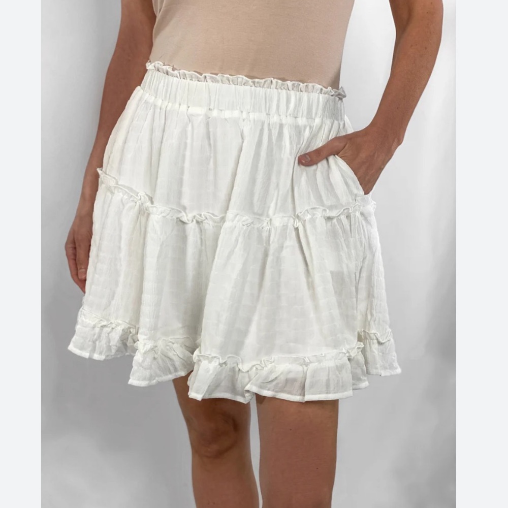 Vintage Inspired Sexy& Sassy 100% Cotton White Embroidered Peasant Mini Skirt S